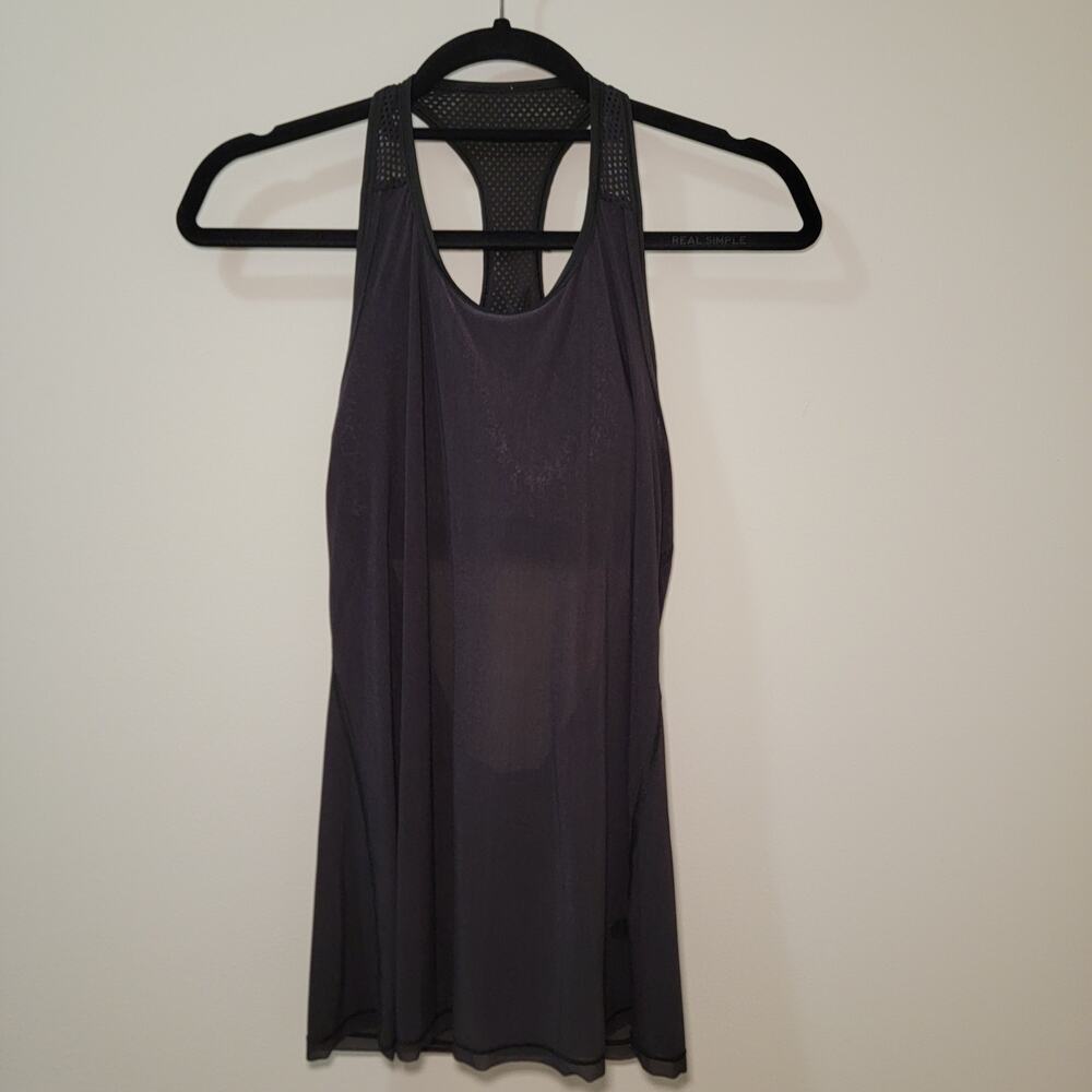 Lululemon Fit Physique Tank Built-in Bra Black White Splatter‎ Size 6